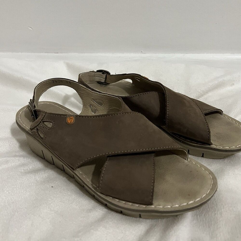 Jungle Women Sandals Size 10.5 - 11 EU 41 Brown Nubuck Leather Wedge Strappy